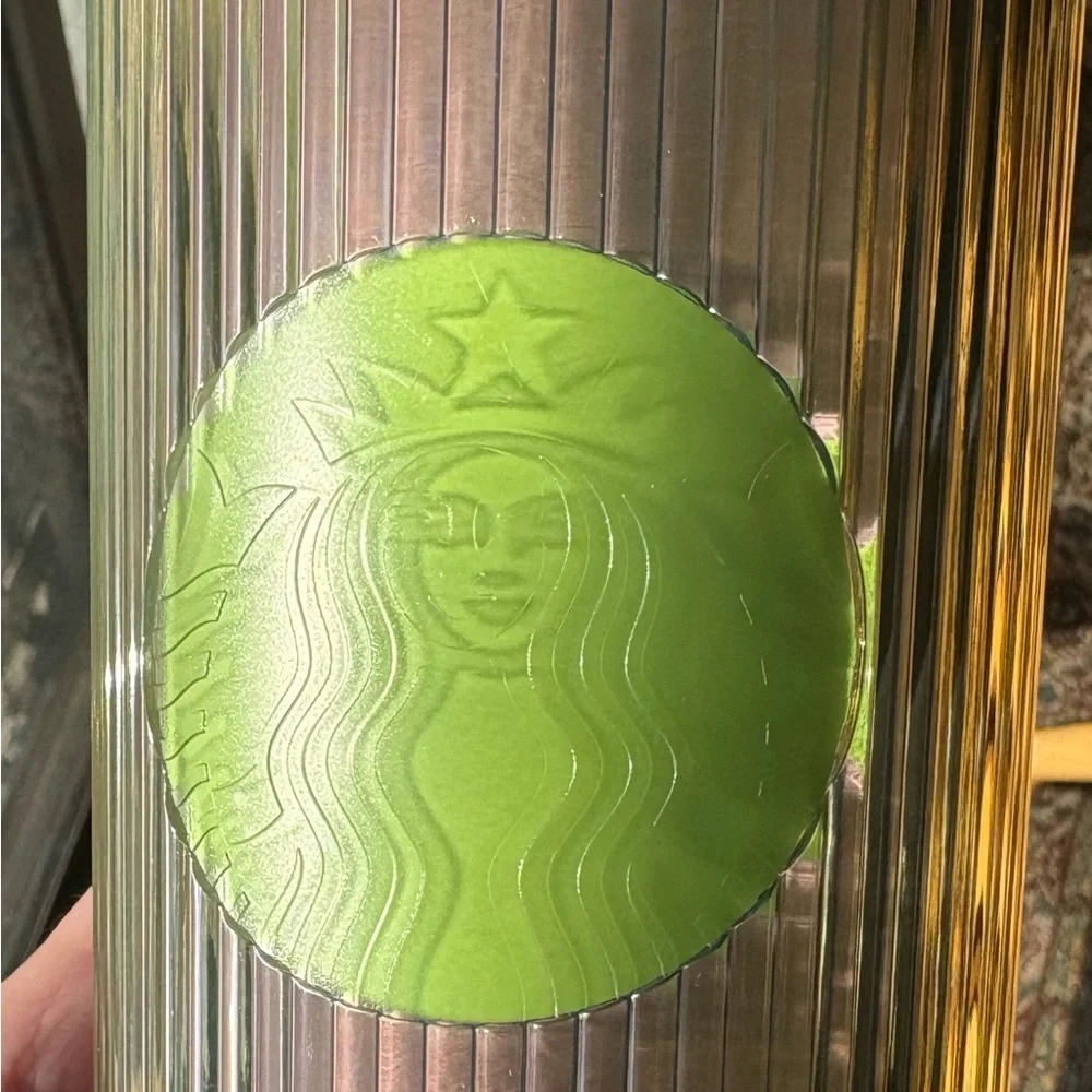 Lot Of Two Starbucks Green Apple Cold Cups (24 OZ) Brand New With Straw‎ Pleated